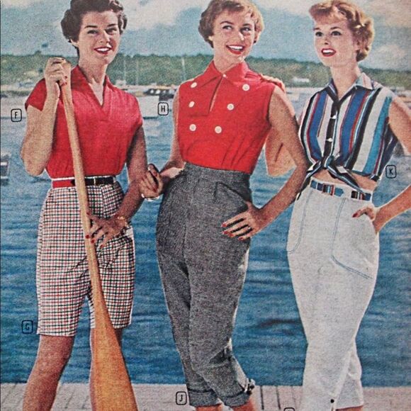 VINTAGE 1950s early 1960s Baroque Floral High Waist Long Walking Shorts 6 8 S M - Picture 7 of 16